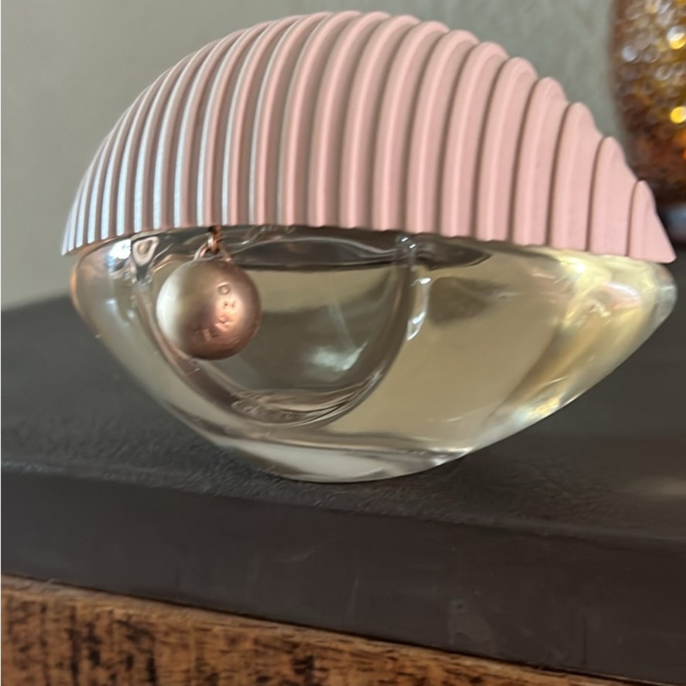 Pink Ribbed Glass Decorative Bottle with Charm